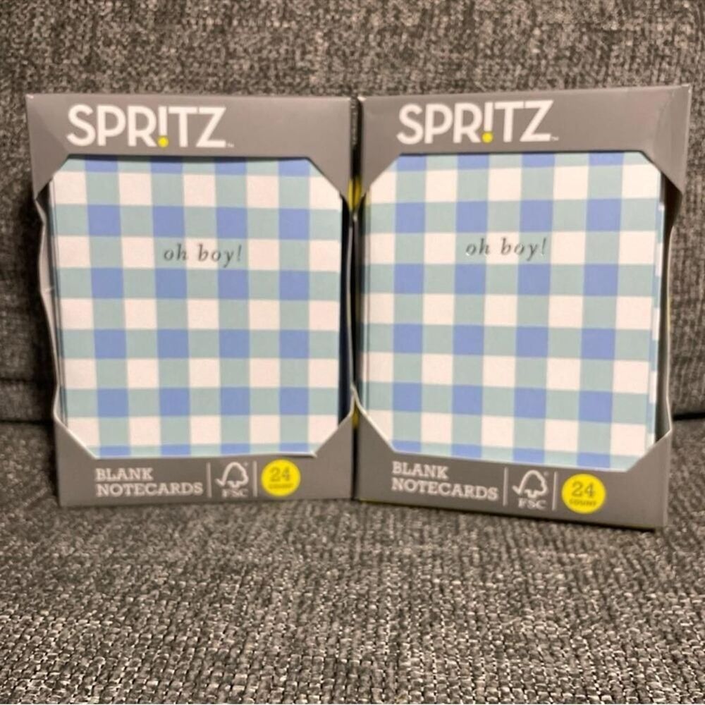 Spritz Blue Checkered Notecards